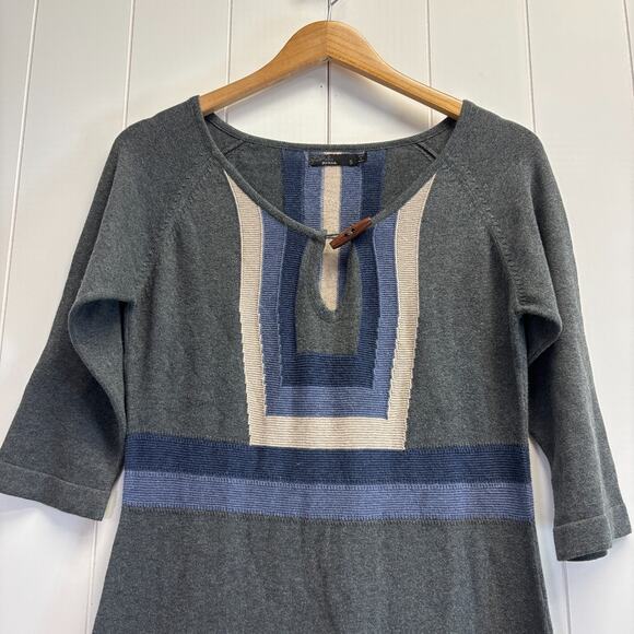 Prana Yarrah Boho Cozy Color Block Cotton Sweater Midi Dress Size S Academia - Picture 8 of 9